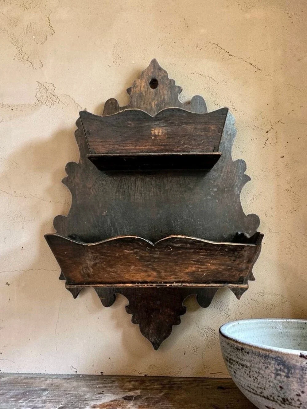 Antique Queen Anne Revival Double Box Wall Pocket Mail Kitchen Early 1900s